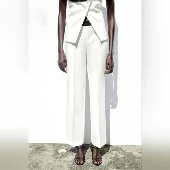 ZARA 2 PIECES CONTRAST BUSTIER TOP WITH PIECE COMBINATION WAIST PANTS SIZE S - Picture 13 of 16